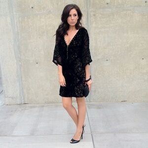 BCBGMaxAzria Black Dress with Sheer Sleeves